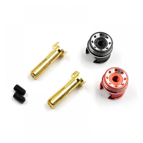 Aluminum 4mm Bullet Plug with Grips - Red/Black Aluminum 4mm Bullet Plug with Grips - Red/Black