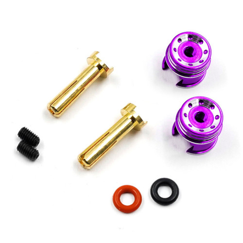 Aluminium 4mm bulletstekkers met grip - Paars Aluminium 4mm bulletstekkers met grip - Paars