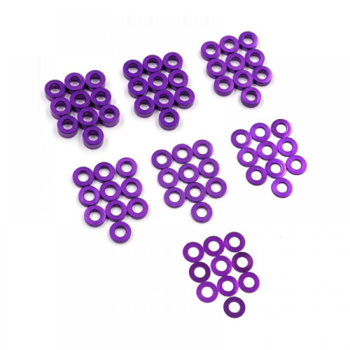 Aluminium M3 Flat Washer Set - Purple