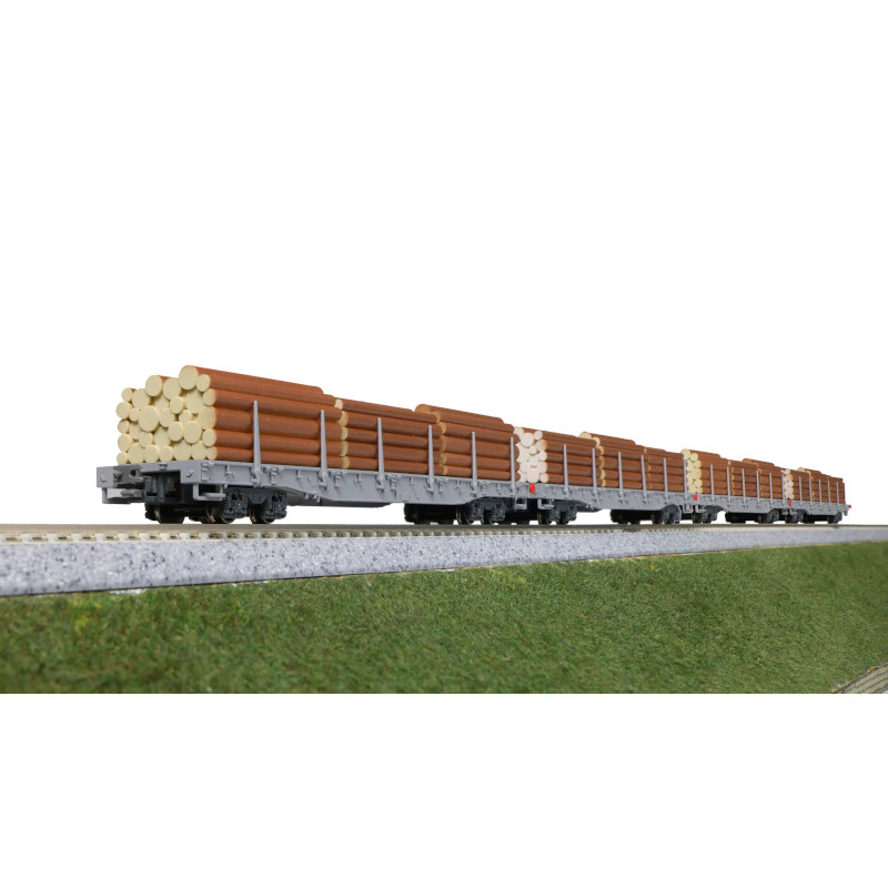 KATO 10-1891 N Gauge RhB R-w Stake Car Log Load 4-Car Set Rhätische Bahn Freight