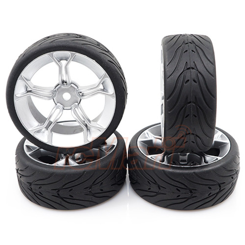 YEAH RACING WL-0081 Spec D Type-X Décalage de roue 6 Blanc avec pneu